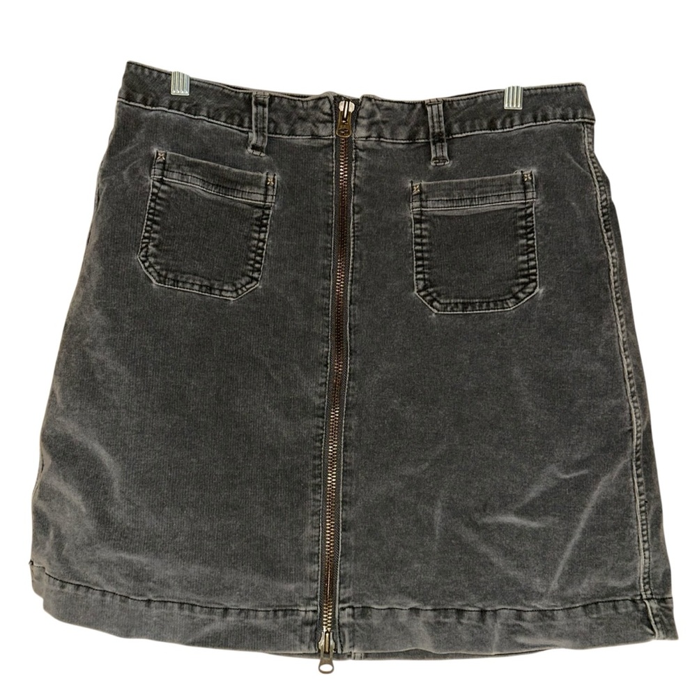 JAG Jeans Gray Corduroy Mini Skirt Y2K Size 12 Stretch Cotton Front Zip Boho